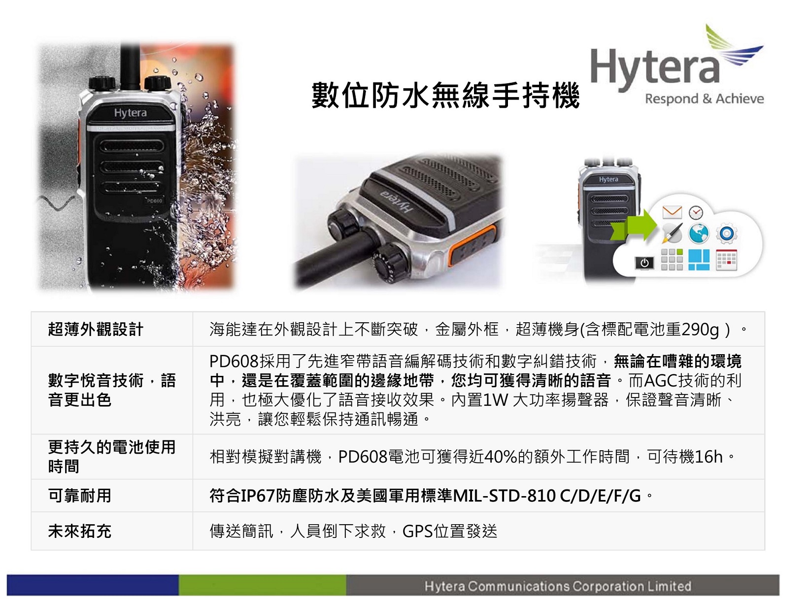 HYTERA PD608 數位類比DMR雙模無線電對講(IP67全防水)